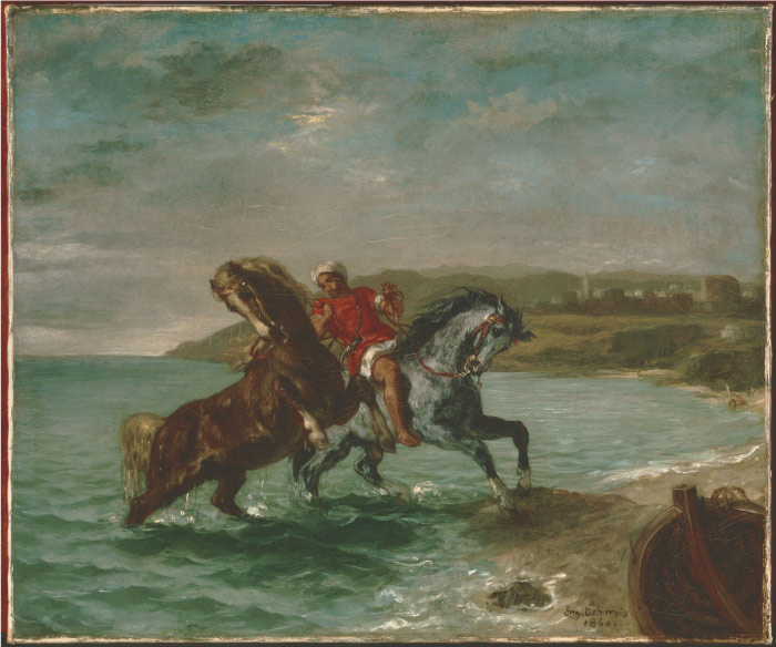 欧仁·德拉克鲁瓦(Eugene Delacroix)高清作品 -來自大海的马