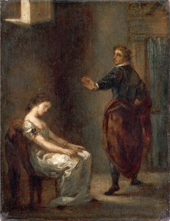 欧仁·德拉克鲁瓦（Eugene Delacroix）高清作品 -哈姆雷特和奥菲利亚