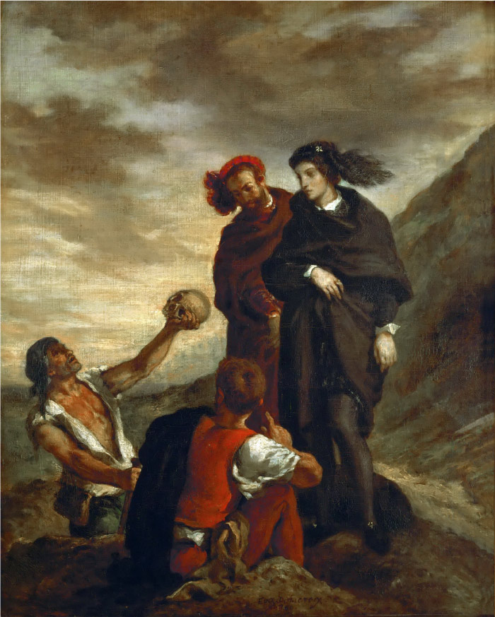 欧仁·德拉克鲁瓦（Eugene Delacroix）高清作品 -哈姆雷特和霍雷肖在墓地