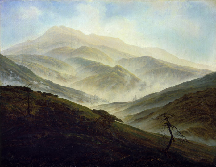 卡斯珀·大卫·弗里德里希（Caspar David Friedrich）高清作品 (57)-大雾缭绕的大山景观