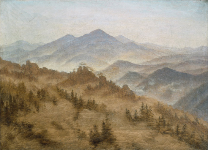 卡斯珀·大卫·弗里德里希（Caspar David Friedrich）高清作品 (21)-波希米亚山脉的罗森博格景观