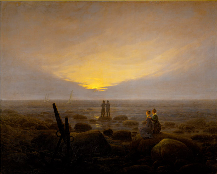 卡斯珀·大卫·弗里德里希（Caspar David Friedrich）高清作品 (25)-海边的月亮升起