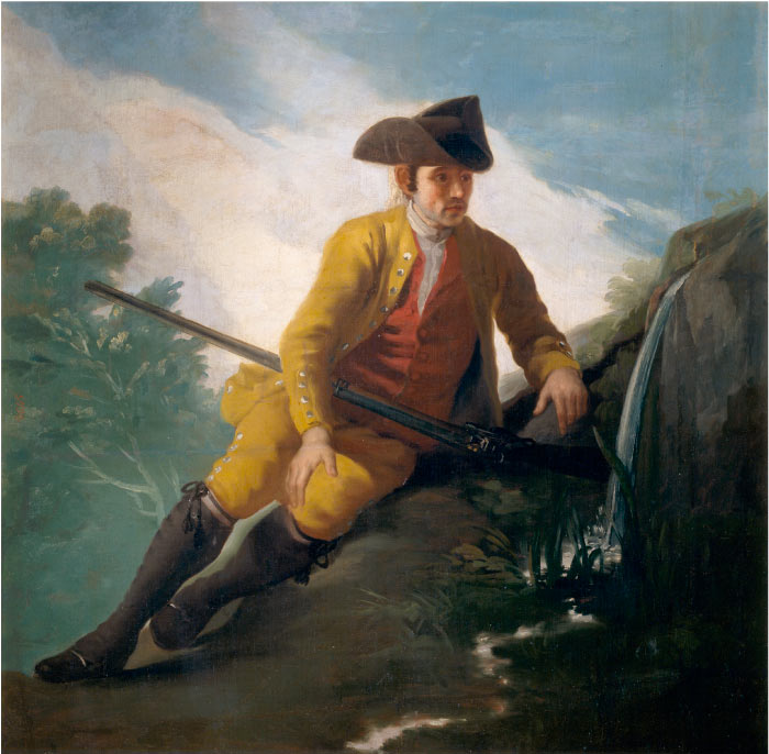 戈雅 （Francisco de Goya y Lucientes）高清作品-坐在山坡上的士兵
