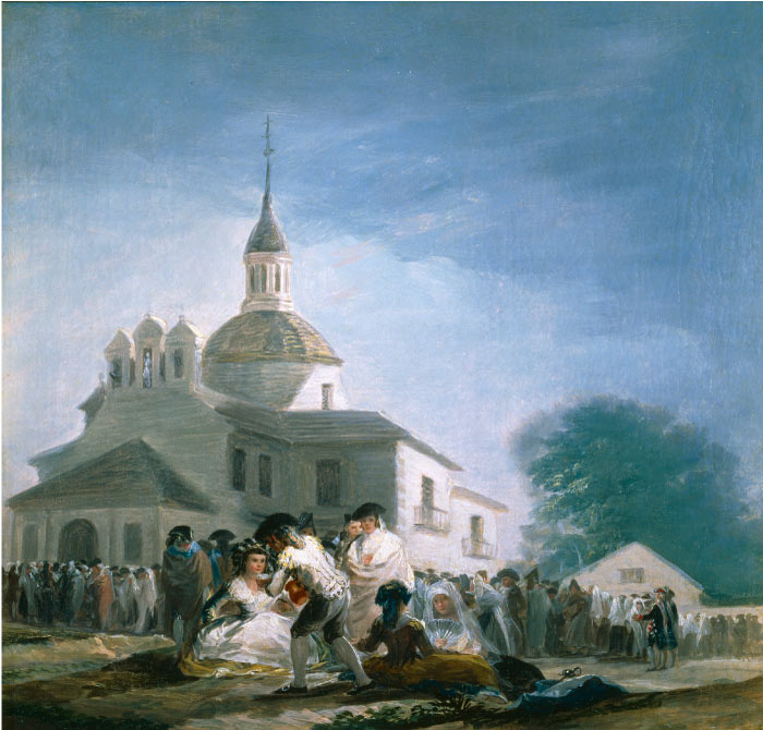 戈雅 （Francisco de Goya y Lucientes）高清作品-教堂前的人群