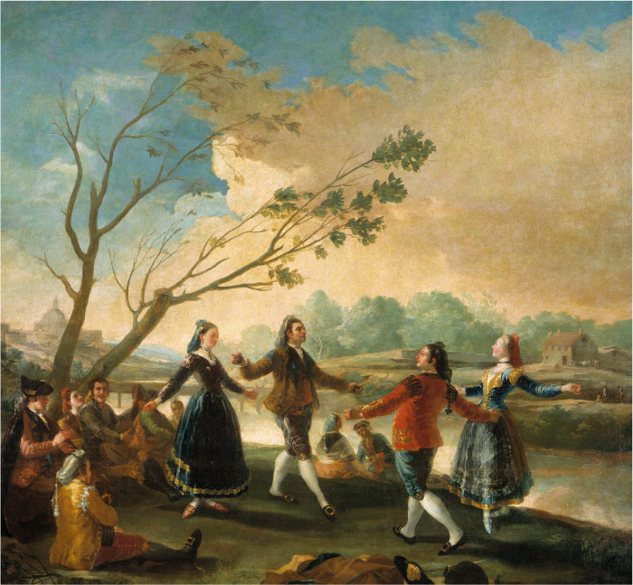 戈雅 （Francisco de Goya y Lucientes）高清作品-在曼萨拿勒斯河岸上跳舞