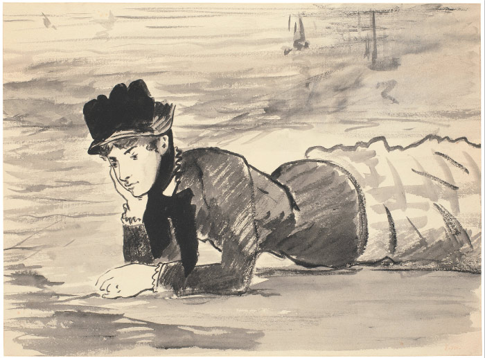 爱德华·马奈（édouard Manet）高清作品-躺在沙滩上的女人