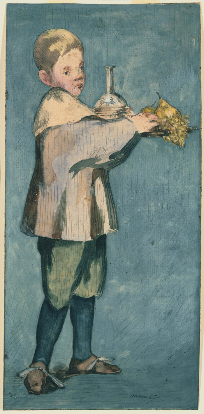 爱德华·马奈（édouard Manet）高清作品-端着托盘的男孩