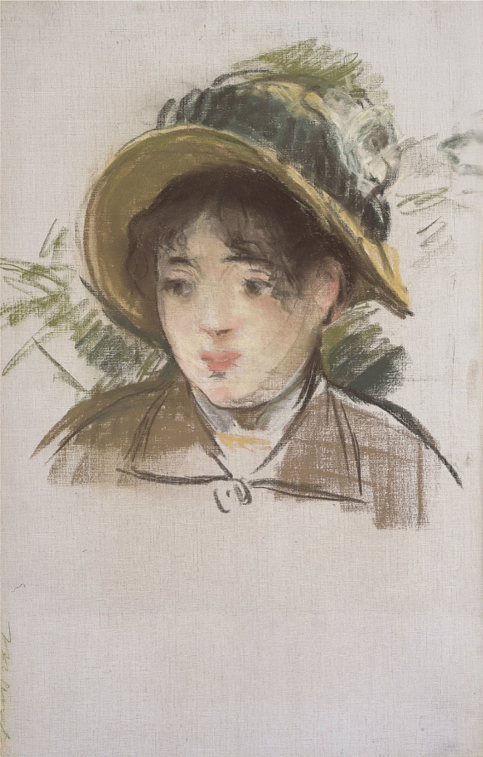 爱德华·马奈（édouard Manet）高清作品-戴帽子的年轻女孩