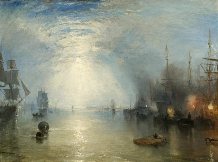 特纳（J. M. W. Turner）高清作品-《月光下的煤港》