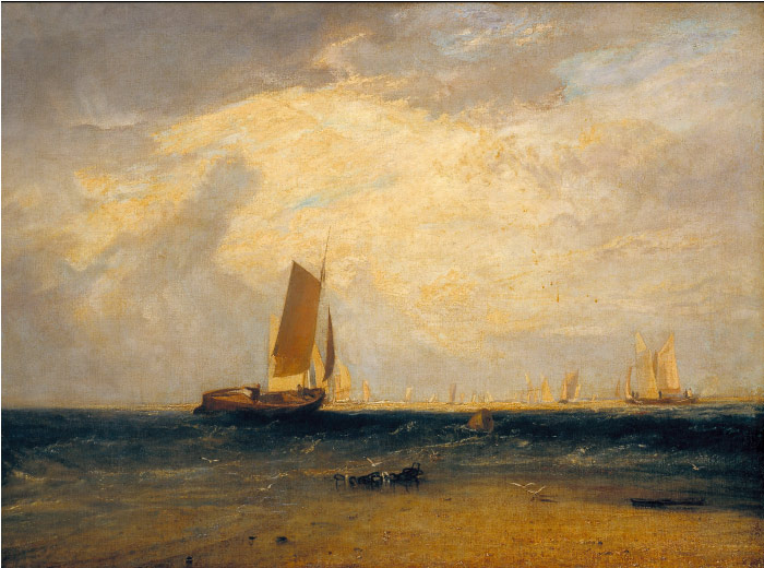 特纳（J. M. W. Turner）高清作品-《布莱斯沙滩捕鱼，潮汐开始》