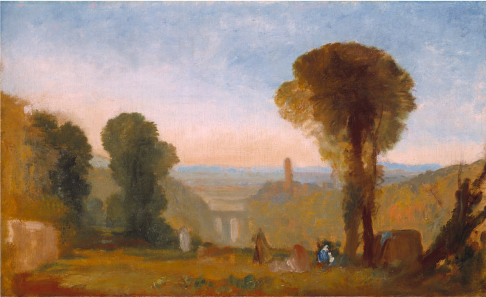 特纳（J. M. W. Turner）高清作品-意大利景观桥和塔