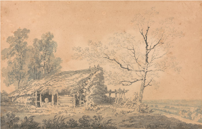 特纳（J. M. W. Turner）高清作品- 茅草屋水彩画