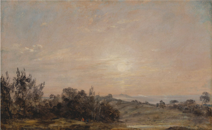 康斯坦布尔（John Constable）高清作品-夕阳下的荒地