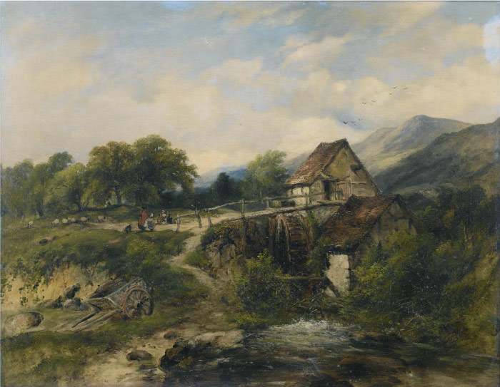 康斯坦布尔（John Constable）高清作品-在水车磨坊边