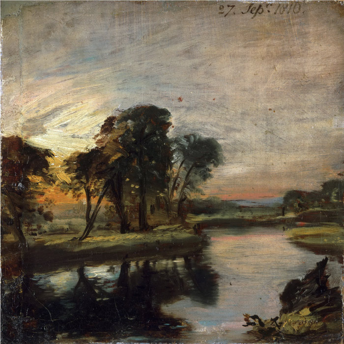 康斯坦布尔（John Constable）高清作品-河流风景