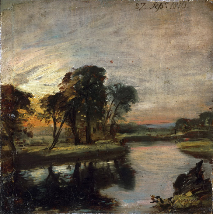 康斯坦布尔(John Constable)高清作品-河流风景