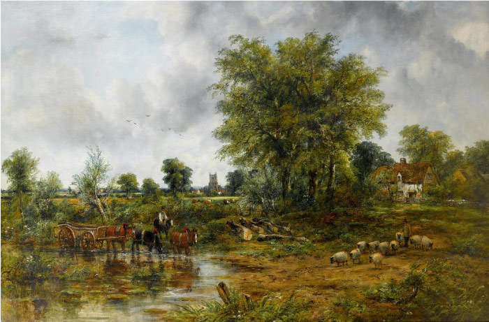 康斯坦布尔（John Constable）高清作品- 戴德姆的淡水河