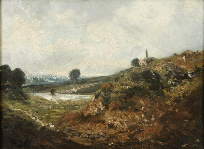 康斯坦布尔(John Constable)高清作品-山坡风景油画