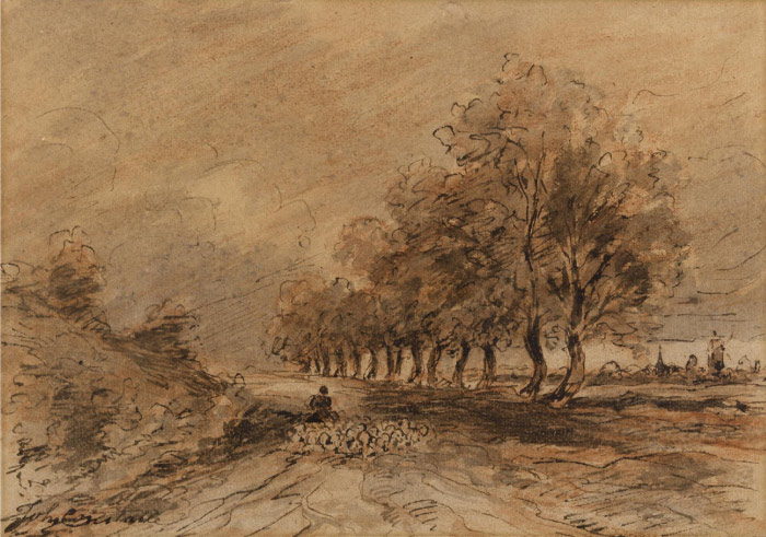 康斯坦布尔（John Constable）高清作品-路边的树林