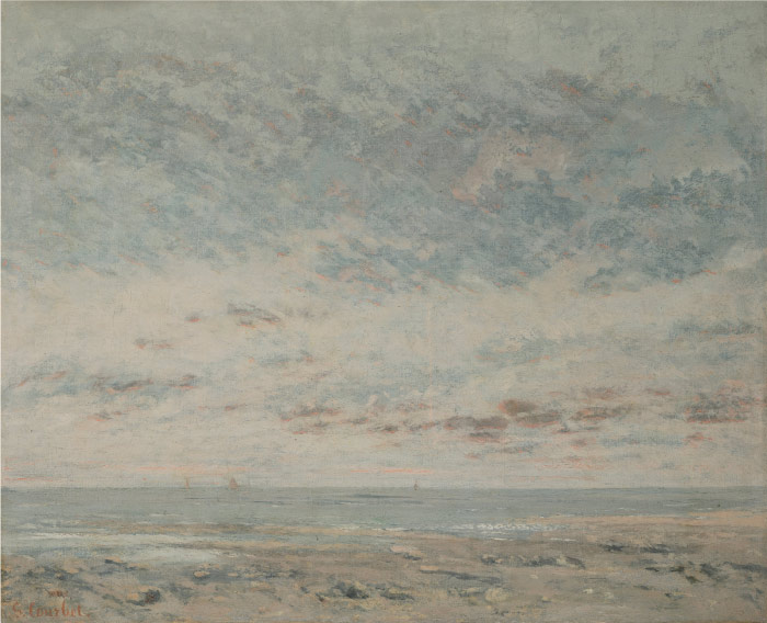 古斯塔夫·库尔贝（Gustave Courbet）高清作品-图维列的退潮 Low Tide at Trouville