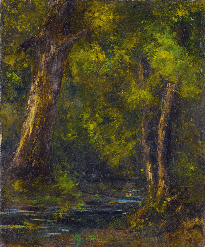 古斯塔夫·库尔贝（Gustave Courbet）高清作品-有小溪的森林