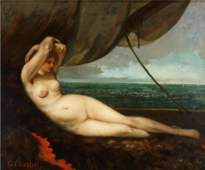 古斯塔夫·库尔贝（Gustave Courbet）高清作品-海边裸 女