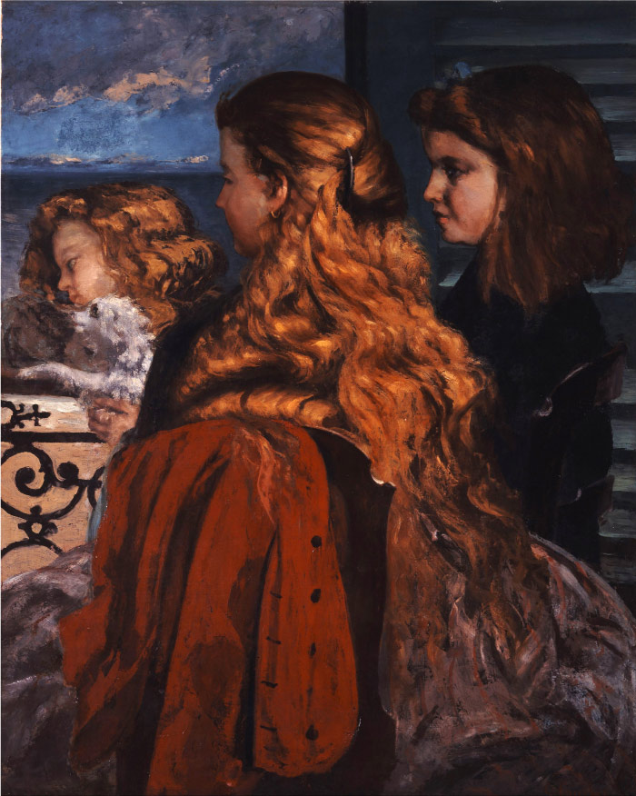 古斯塔夫·库尔贝(Gustave Courbet)高清作品-窗口的三个女孩
