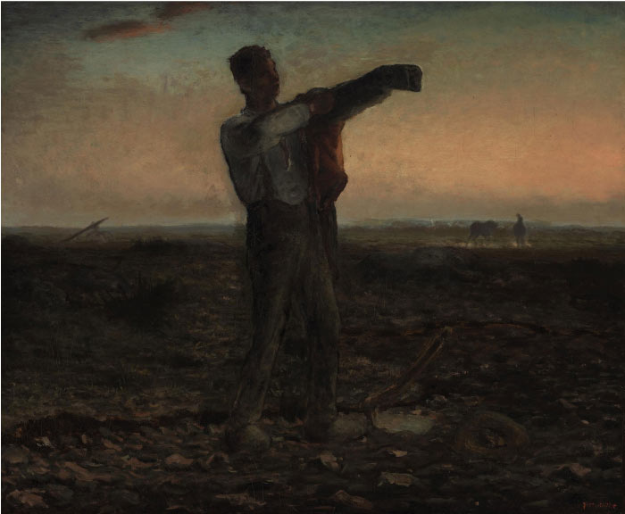 米勒 (Jean-François Millet)高清作品--田野里穿衣服的农民