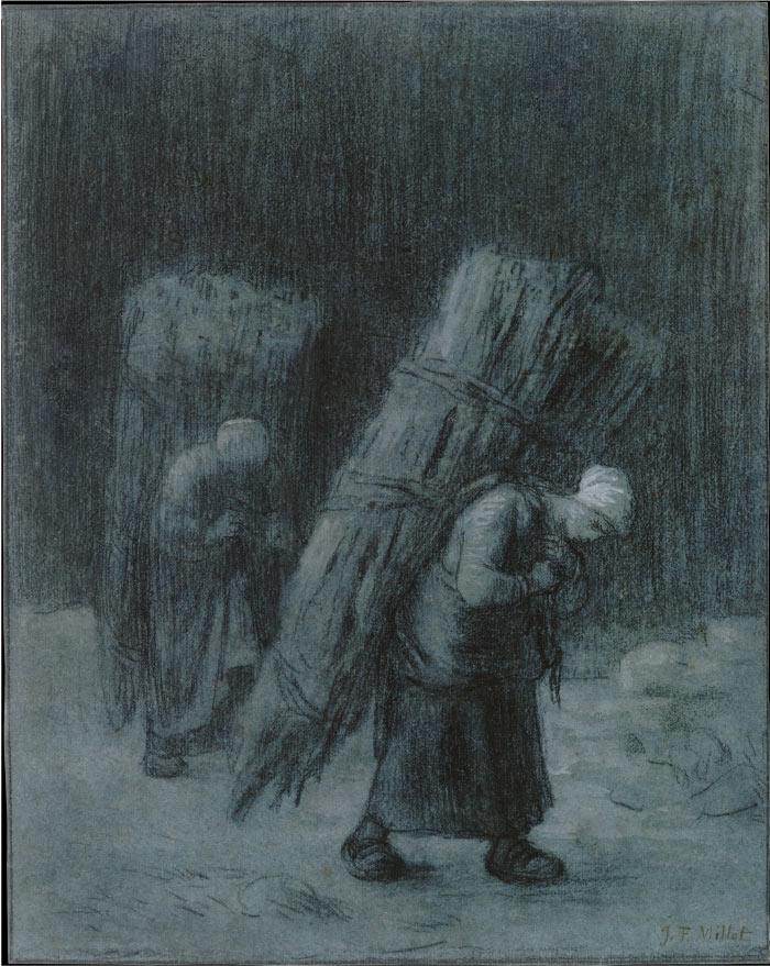 米勒 (Jean-François Millet)高清作品--背负重物的妇女