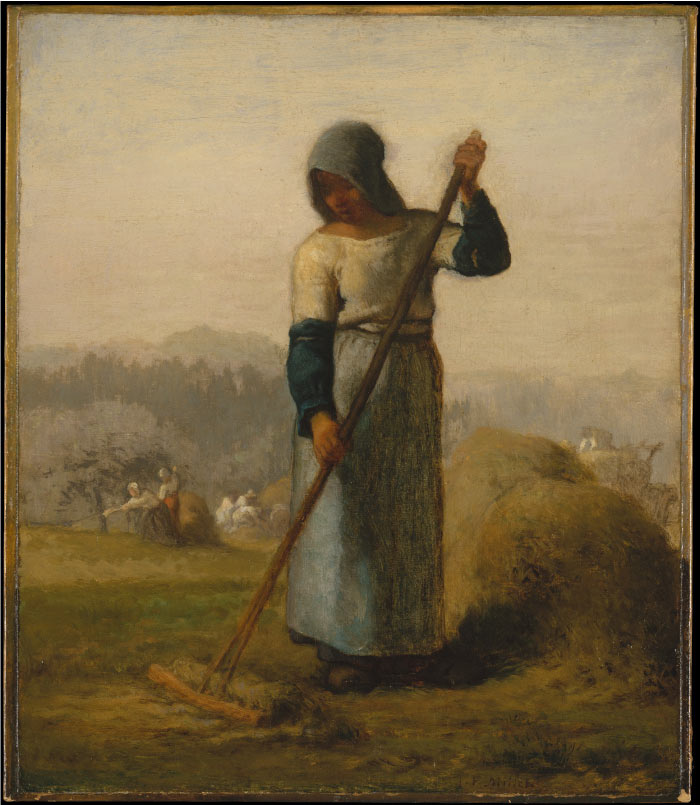 米勒 (Jean-François Millet)高清作品--用长草耙的妇女