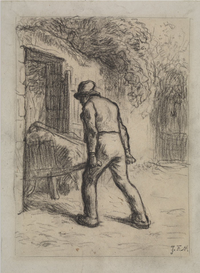 米勒 (Jean-François Millet)高清作品--用手推车的农民