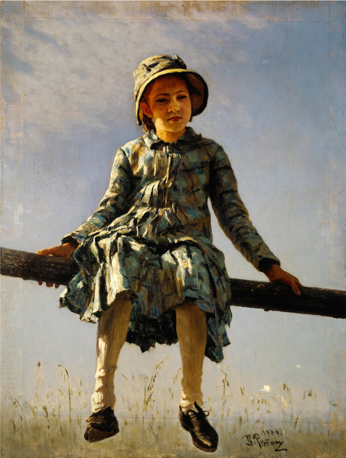 伊利亚·列宾( Ilya Repin)高清油画作品-蜻蜓(列宾女儿的画像)