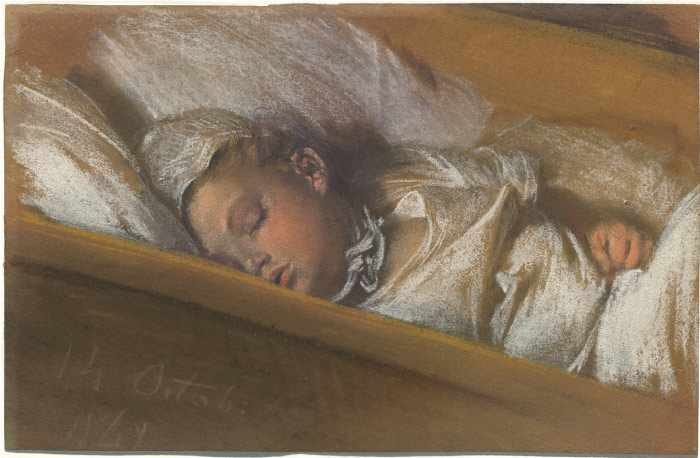 门采尔（Adolph Menzel）作品--熟睡的小孩