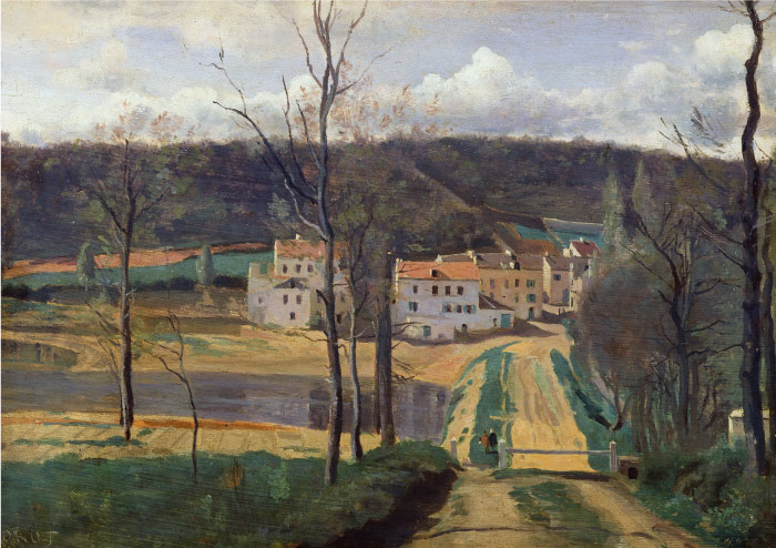 卡米尔·柯罗（Camille Corot）高清作品-《通往村庄的道路》