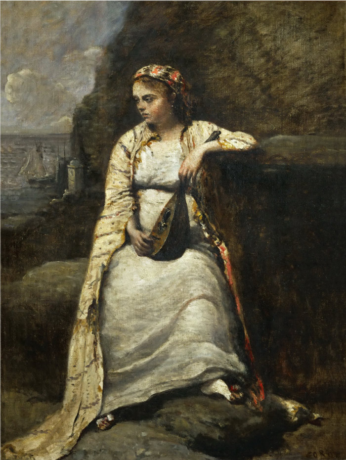 卡米尔·柯罗（Camille Corot）高清作品--坐着的女孩