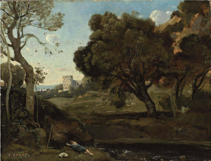 卡米尔·柯罗（Camille Corot）高清作品-树下睡觉 164