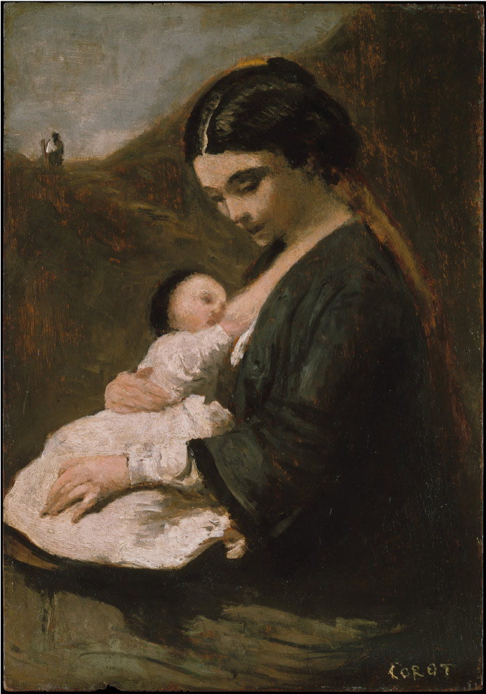 卡米尔·柯罗（Camille Corot）高清作品-抱孩子的母亲 125