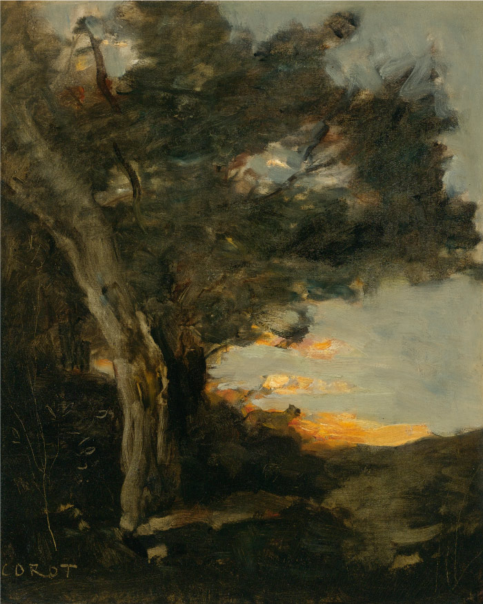 卡米尔·柯罗（Camille Corot）高清作品-黄昏 树下 061