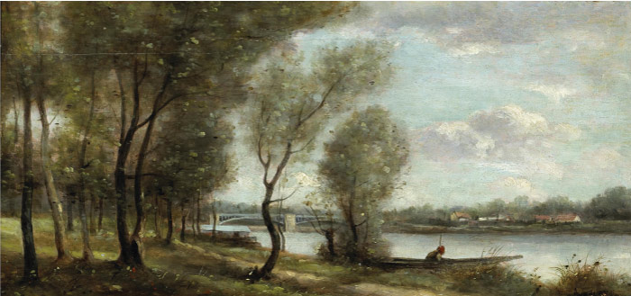 卡米尔·柯罗（Camille Corot）高清作品-河边风景油画 226