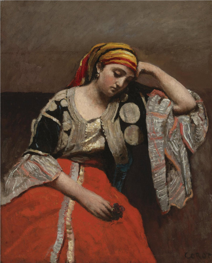 卡米尔·柯罗(Camille Corot)高清作品-Italian Woman (Jewish Algerian Woman)