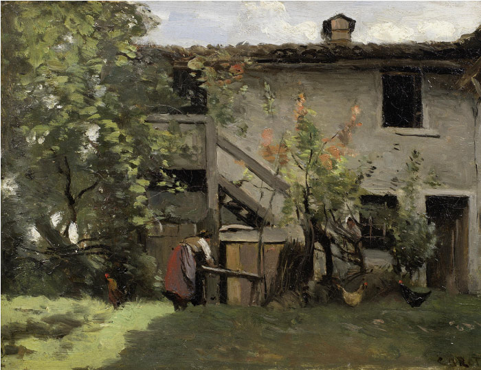 卡米尔·柯罗（Camille Corot）高清作品-农家小院 222
