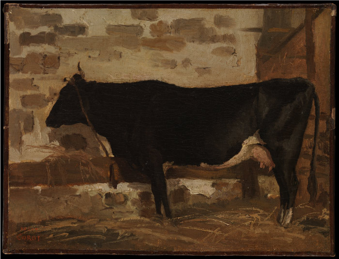 卡米尔·柯罗（Camille Corot）高清作品-Cow in a Stable (also known as The Black Cow)