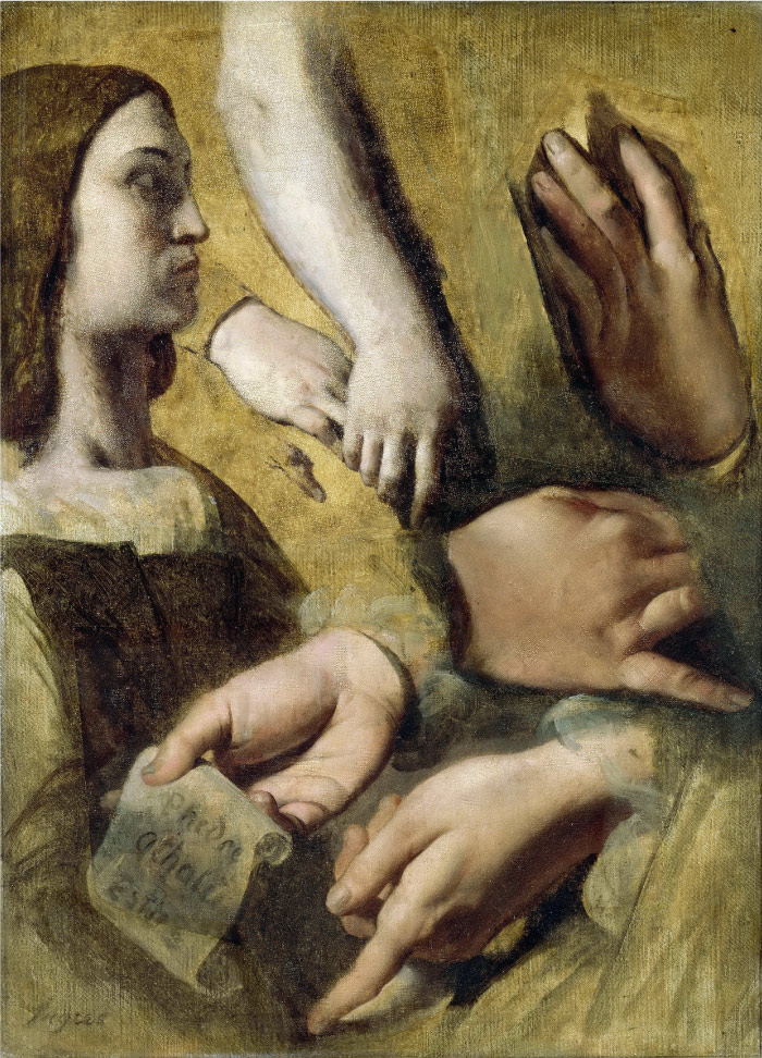 安格尔(Jean Auguste Dominique Ingres)高清作品-手的习作油画