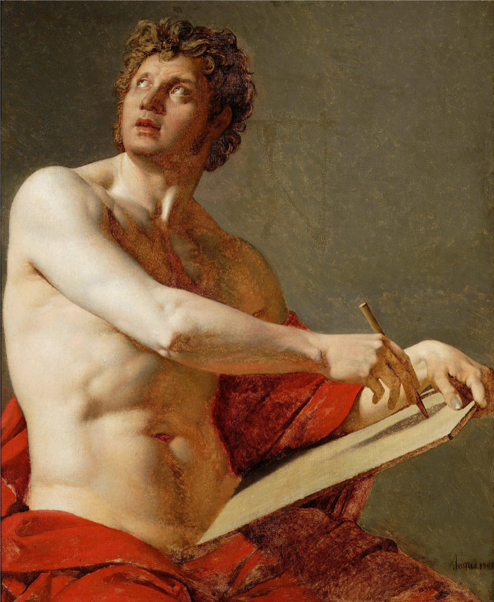 安格尔(Jean Auguste Dominique Ingres)高清作品-男子半身像 24