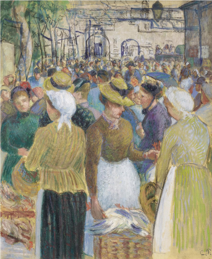 毕沙罗（Camille Pissarro）高清作品-Gisors的家禽市场