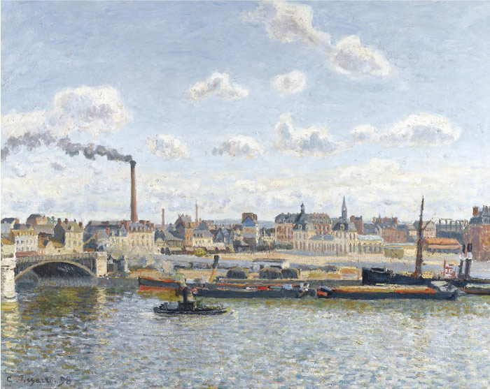 毕沙罗（Camille Pissarro）高清作品-河边烟囱（206）