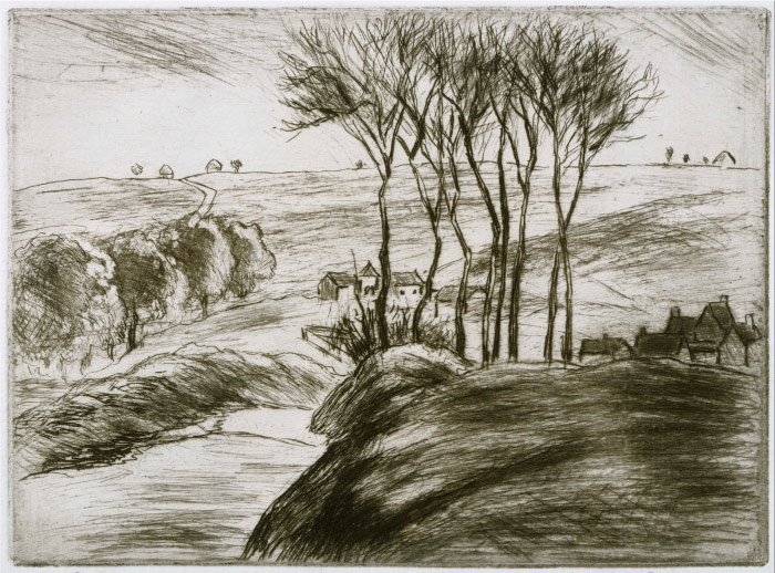 毕沙罗（Camille Pissarro）高清作品-山村风景