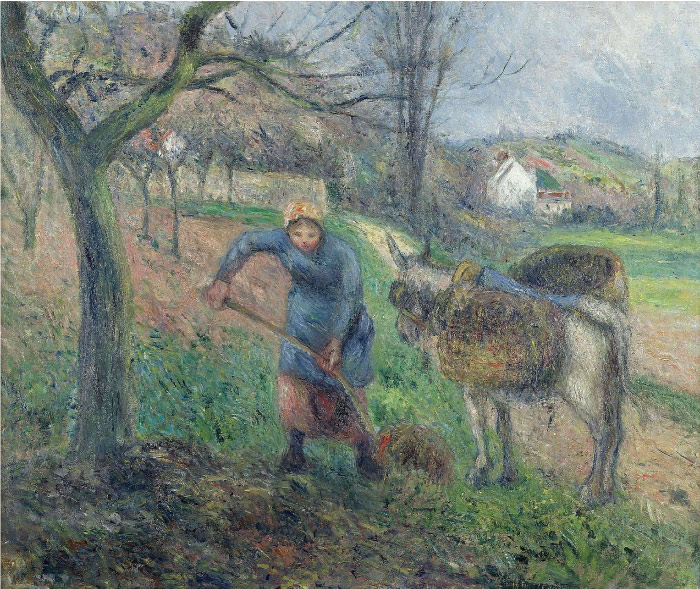 毕沙罗（Camille Pissarro）高清作品-风景与驴子