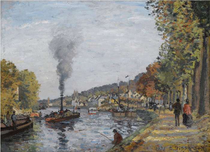 毕沙罗（Camille Pissarro）高清作品-河道风景