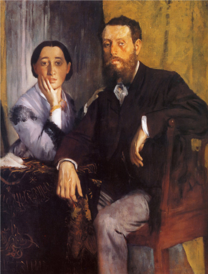 埃德加·德加（Edgar Degas）高清作品-爱德蒙和泰瑞斯·莫比尔油画 1867年